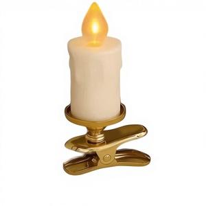 Support de bougie LED en plastique pour sapin de Noël, à clipser, avec effet de flamme vacillante et pinces amovibles - Product Image 1