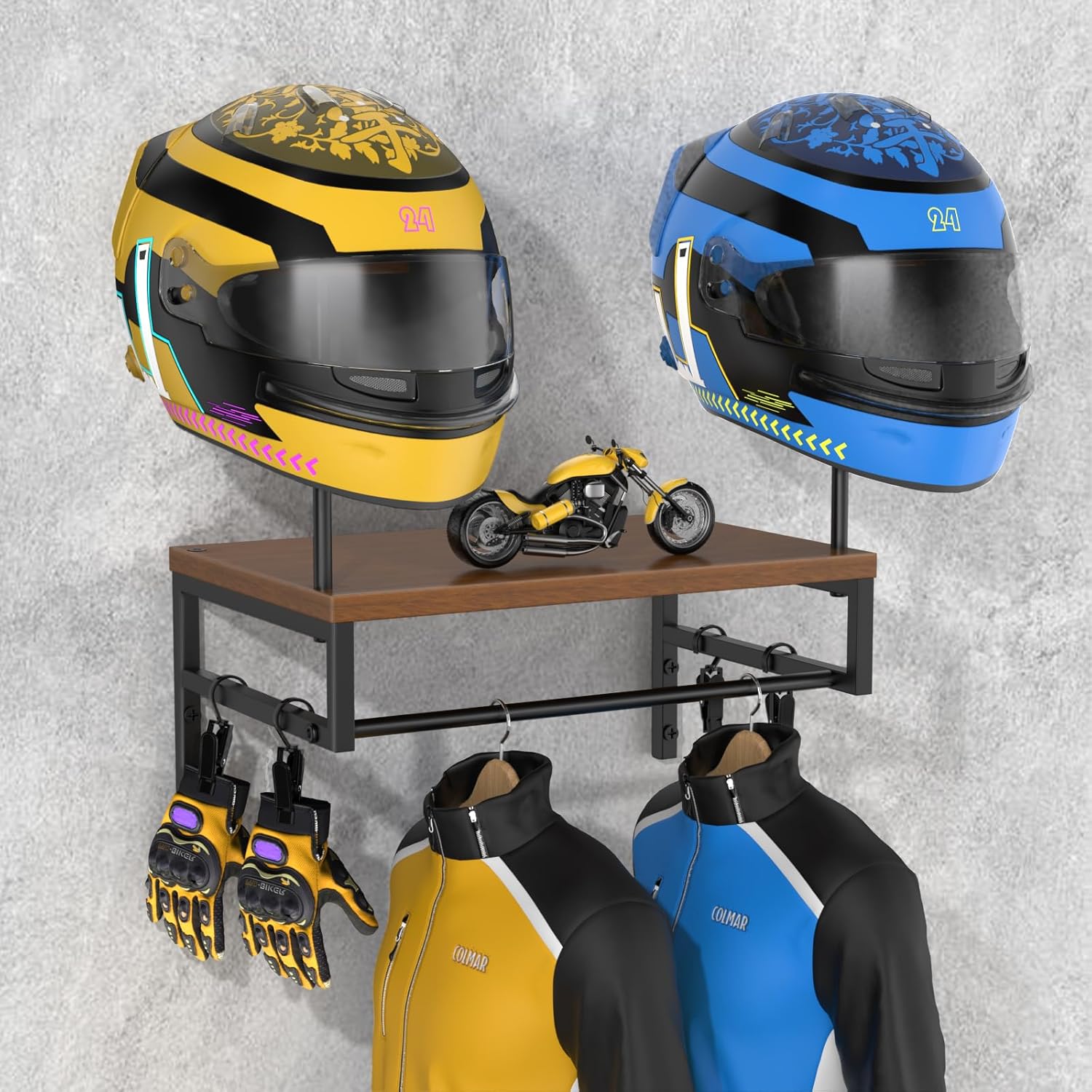 best way to store motorcycle helmet Rack (Over Door) by - Black innovative helmet hook design that sits flat against the inside back of your helmet (like your skull) No drilling or wall damage Motorcycle Helmet Storage Rack,4 Compartments