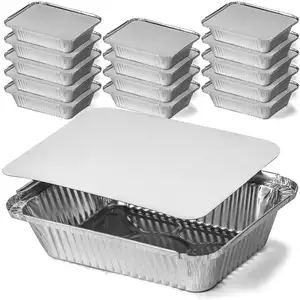 Bandeja de aluminio para comida rápida de alta resistencia, contenedores de papel de aluminio para llevar, contenedor de comida desechable, fiambrera de aluminio con tapa