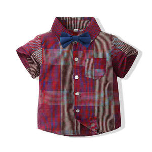 Nouveaux produits sur le marché chinois : Ensemble jean à bretelles et chemise pour bébés et enfants avec nœud papillon pour garçons - Product Image 3