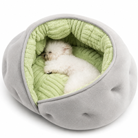 Lit-caverne semi-fermé en peluche pour animaux de compagnie, doublure en sherpa, nid douillet pour chat et chien, rembourrage en coton doux, vente en gros OEM
