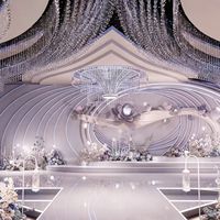 Lustre de salle de banquet personnalisé pour mariage avec structure en fer, éclairage LED, installation facile, taille moyenne, garantie de 2 ans