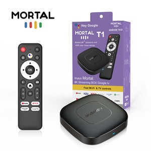 Boîtier TV intelligent OTT Mortal T1 Android 14 Quad Core Rockchip 3518 4K 5G WiFi Ethernet USB avec clavier, modèle exclusif - Product Image 1