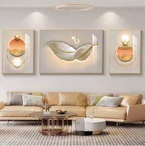 Decorazione Casa con Piume, Dipinto su Tela Moderno di Lusso con Stampa Cristallina Astratta, Arte Murale per Soggiorno - Product Image 1