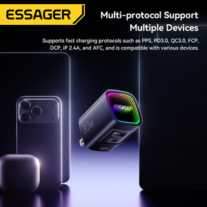 อะแดปเตอร์ ESSAGER ES-CD63 หัวปลั๊ก US EU UK 33 วัตต์ ช่อง<span class=keywords><strong>เ</strong></span>สียบ USB Type-C 18W PD 33W ที่ชาร์จ<span class=keywords><strong>เ</strong></span>ร็วสำหรับโทรศัพท์มือถือ รองรับ Xiaomi Redmi Oppo Vivo - Product Image 5