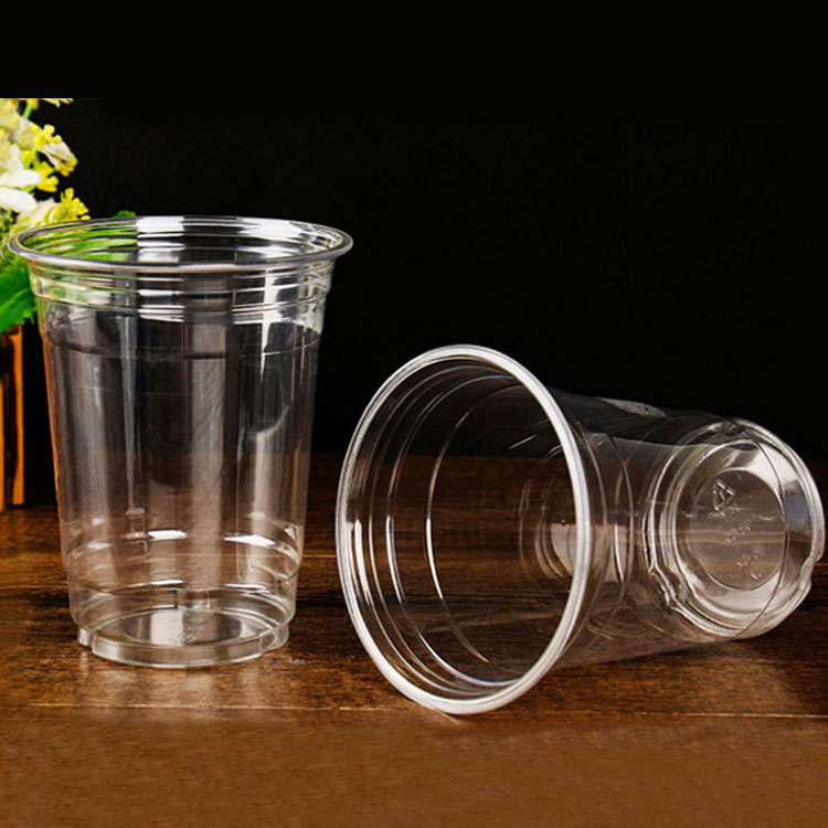 MOQ 1000pcs Clear Plastic PET Cups Bubble Boba Cold Coffee Disposable Hi Transparent Plastic Juice Cups