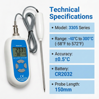 Thermomètre alimentaire numérique étanche IP67, haute précision 0,5°C, sonde en acier inoxydable, pour viande, cuisine, barbecue, certifié CE, OEM