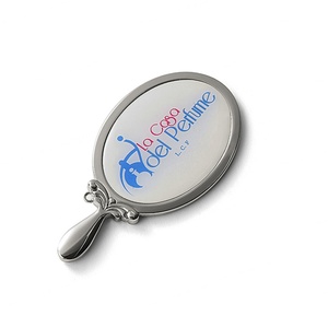 Hot Sell Exquisite <b>Small</b> Oval Epoxy Sticker Metal Portable Makeup <b>Mirror</b> with Handle - Product Image 1