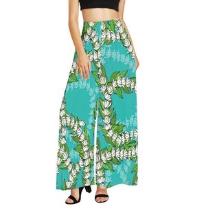 <span class=keywords><strong>Pantaloni</strong></span> Palazzo Stile Hawaii per Donna, Stampa su Richiesta, Vendita all'Ingrosso, <span class=keywords><strong>Pantaloni</strong></span> Casual Elasticizzati e Fluidi - Product Image 2