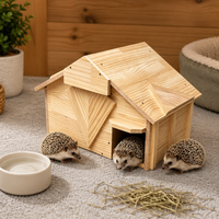 Maison pour hérissons moderne en bois massif avec toit incliné, design à tenons et mortaises, mobilier pour animaux de compagnie pour usage intérieur/extérieur