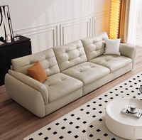 Canapé sectionnel Chesterfield en cuir véritable moderne pour la maison Ensemble rectangulaire rempli d'éponge pour villas Meubles de maison