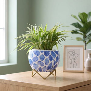 Leafy Blue Petite Tabletop Planter <b>Pots</b> Decorative Indoor Flower Containers for Succulents Cacti <b>Small</b> Green <b>Plants</b> Home Office - Product Image 6