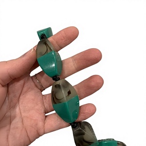 Best Fashionable Resin Beaded Necklace Design Oval Teal Gray Color <b>Block</b> Statement Jewelry Unisex Design party Gifts for Woman - Product Image 2
