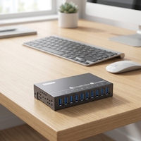 A-103 Sipolar Hub USB 3.0 de 10 Puertos, Hub de Expansión Industrial de Transferencia de Datos de 5 Gbps para Visión Artificial SSD