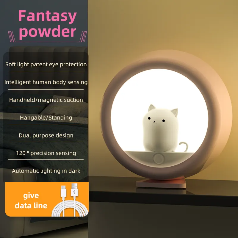 Children's toy bedroom cat table lamp rechargeable gift bedside lamp LED night light