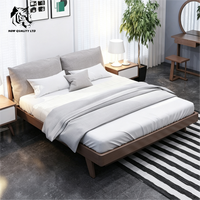 Fournisseur chinois, prix bas, logo personnalisé, style moderne, grand stock prêt à être expédié, mobilier de chambre à coucher design, lit en bois rembourré.