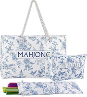 Sac de rangement en polyester imprimé style chinois pour Mahjong, écologique, durable, grande capacité, pour maquillage, articles de toilette et Mahjong