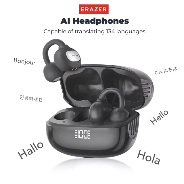 ERAZER XF50 AI Translation for Earbuds Bone Conduction Wireless Ear-Hook Design Digital Display Ultra Long Life ENC