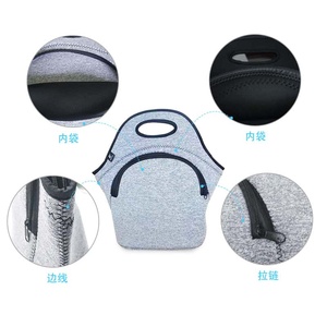 Insulated Neoprene Cooler Bag 5 Inch Zipper Closure Portable Picnic Bag All Seasons Use Gray Blue Black - Product Image 5