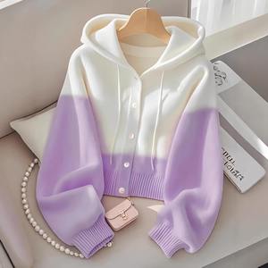 <span class=keywords><strong>Cardigan</strong></span> in Maglia a Maniche Lunghe 100% Cotone <span class=keywords><strong>con</strong></span> <span class=keywords><strong>Cappuccio</strong></span> Casual da <span class=keywords><strong>Donna</strong></span> Primavera-Autunno 2026 - Product Image 4