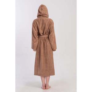 Albornoz con capucha de felpa blanca para mujer, manga larga, suave, para spa, largo completo, con cinturón y bolsillos - Product Image 2