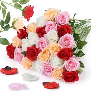 Rosas Artificiales de Terciopelo, Cabeza de 7 cm, Hechas a Mano, Duraderas de 3 a 5 Años, Ecológicas, Decoración para Bodas, Día de San Valentín - Product Image 1