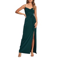 Robe de soirée longue asymétrique en satin, dos nu, sans manches, avec nœud, sexy et élégante, pour femme, personnalisable OEM/ODM