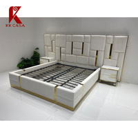 Tête de Lit Double King Size Haut de Gamme Personnalisable, Lit en Cuir, Ensemble de Chambre à Coucher, Lit Double Moderne