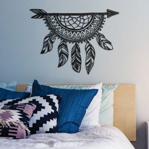 Atrapasueños de Metal cortado con láser rústico, plumas para arte de pared con patrón de sala de estar, dormitorio y espacios de oficina, proveedor indio - Product Image 1