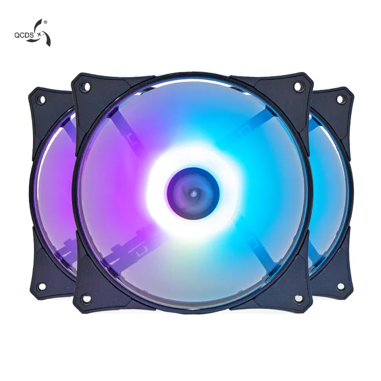 QCDS Factory Großhandel LED Bunte Licht kühlung Kühler 120 mm Ventil ador Para PC-Gehäuse CPU-Lüfter RGB 12V DC Computer Lüfter