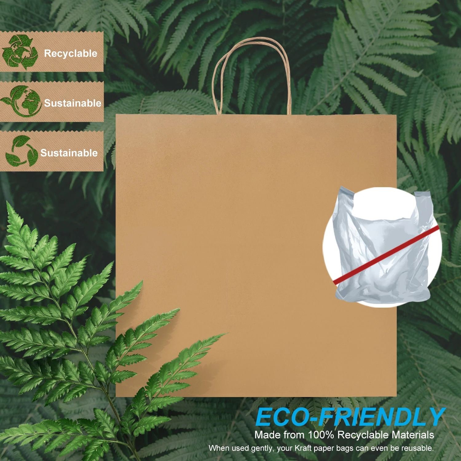 Kraft Paper Bags with Twisted Handles 14x8x14 inches