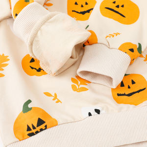 <span class=keywords><strong>Sweat</strong></span>-shirt en tricot pour enfants d'automne <span class=keywords><strong>Halloween</strong></span> 2025 pour garçons en bas âge, haut décontracté à col rond avec imprimé citrouille de dessin animé, 100% coton - Product Image 4