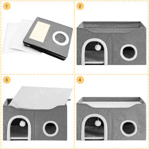 Luxus Katzen bett Cave Condo mit Dual Scratcher Panels Soft Kitty <span class=keywords><strong>Cat</strong></span> House - Product Image 5