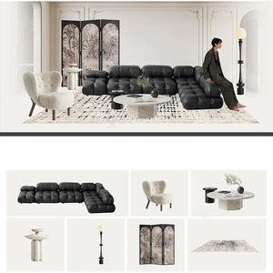 Juego de sofá de tela de gran tamaño de estilo nórdico para sala de estar hecho de algodón y lino Diseño de esquina moderno personalizable - Product Image 5