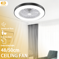 Ventilateur de plafond minimaliste de 20 pouces avec pales intégrées, LED 3 couleurs et moteur silencieux à 6 vitesses, télécommande pour petit salon