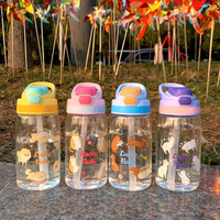 Botella de Agua Infantil Deportiva de Plástico Sublimado, Libre de BPA, con Pajita, Diseño para Niños