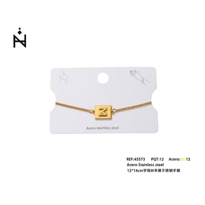 Bracciale in Acciaio Inossidabile 12x14cm con Lettera M Placcato Oro, Unisex, Regalo alla Moda - Product Image 2