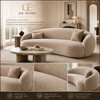 OEHOME Modernes Halbmond-Ecksofa mit Metallgestell Zweisitzer Villa-Wohnmöbel in Bouclé-Stoff