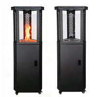 Chauffe-terrasse extérieur au propane, tour de chaleur haute en verre, chauffage au gaz portable avec roues pour jardin, cour arrière et usage commercial