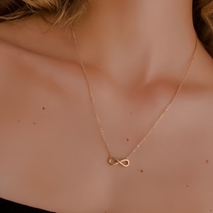 <span class=keywords><strong>Collier</strong></span> <span class=keywords><strong>personnalisé</strong></span> vintage avec pendentif numéro porte-bonheur en zircon et breloque boucle infinie en acier inoxydable plaqué or 18 carats pour <span class=keywords><strong>femme</strong></span> - Product Image 1