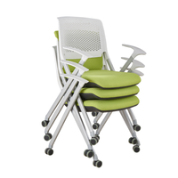 Chaise de bureau ergonomique à roulettes en maille, chaise de formation mobile avec roulettes, sièges imbriqués pour espace d'apprentissage flexible