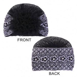 Nouveau design de turban musulman pour femmes, style fleurs en dentelle, respirant, avec accessoires en strass, multifonctionnel pour l'extérieur - Product Image 3