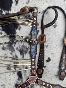 Haute exigence véritable collier de poitrine à frange métallique fait à la main avec conchos cheval tack mode occidentale - Product Image 4