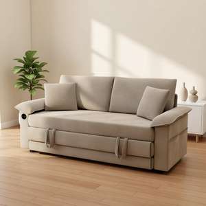 <span class=keywords><strong>โซฟา</strong></span>เบดแบบพับได้ 2 ที่นั่ง ปรับเป็นเตียงได้ มีพอร์ต USB ผ้าเชนิลล์ ขนาดควีนไซส์ เหมาะสำหรับพื้นที่ขนาดเล็กในห้องนอน - Product Image 1