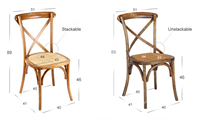 Chaise de salle à manger rétro en bois massif avec dossier, chaise de mariage, tabouret rustique en bois pour la maison, chaise à dossier croisé