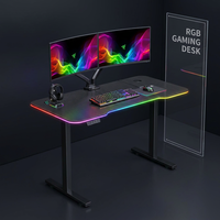 Table de jeu AORlifting E-sports avec certification CE, plateau en placage de fibre de carbone, vitesse de levage de 20 mm/s, avec crochet pour casque, vente en gros d'usine