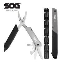Bolígrafo Táctico Multifuncional SOG Baton Q4 EDC, Kit de Herramientas Múltiples con Alicates, Navaja de Bolsillo, Juego de Destornilladores con 12 Puntas (ID1031-CP)