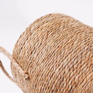 Panier multifonctionnel en jonc de mer de Chine, panier tissé à la main en paille avec poignées pour les jouets et les articles divers - Product Image 4