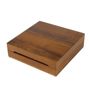 عالية الجودة مخصصة 100% الجوز خشب متين واحد عملة عرض صندوق خشبي