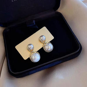 Accessoires en argent S925 pour perles DIY, boucles d'oreilles pour femme avec perle ronde de 6 à 10 mm et double perle, modèle 21831, support vide inclus - Product Image 4